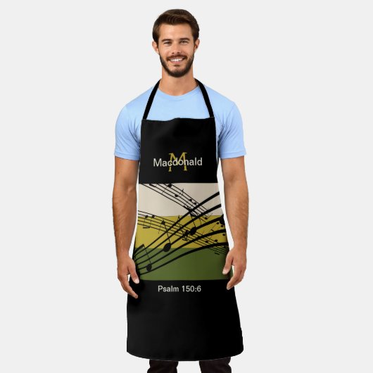 Neutral Shades Muzieknoten | Gepersonaliseerd mono Schort (Gedragen)