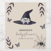 Neutral Simple Little Boo Witch Hat Baby Shower Wijn Etiket (Enkel label)