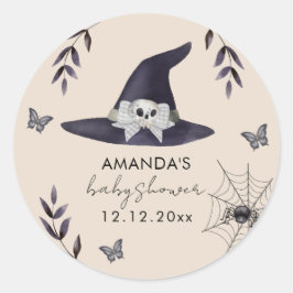 Neutral Simple Little Boo Witch Pet Baby shower Ronde Sticker