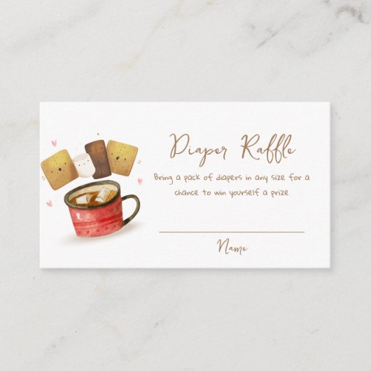 Neutral S'more Fun Luier Raffle Baby shower Informatiekaartje (Voorkant)