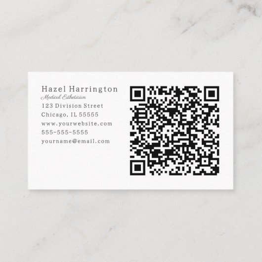 Neutral Soft Floral Elegant QR Visitekaartje (Achterkant)