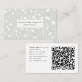 Neutral Soft Floral Elegant QR Visitekaartje (Voorkant / Achterkant)