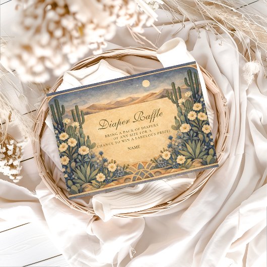 Neutral Southwest Cactus Botanical Diapper Raffle  Informatiekaartje