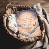 Neutral Space Rocket Stars Baby Shower Kaart