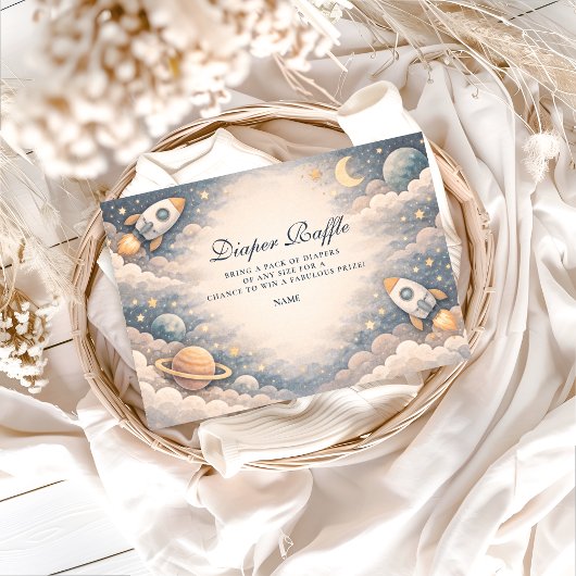 Neutral Space Stars Baby Shower Informatiekaartje