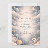 Neutral Space Stars Baby Shower Kaart (Voorkant)