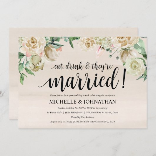 Neutral Spring Post Wedding Brunch Invitation Kaar Kaart (Voorkant / Achterkant)