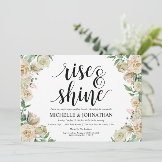 Neutral Spring Post Wedding Brunch Invitation Kaar Kaart (Staand voorkant)