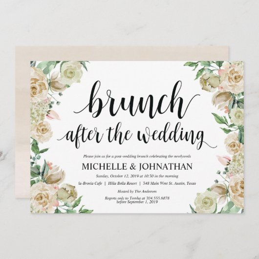 Neutral Spring Post Wedding Brunch Invitation Kaar Kaart (Voorkant / Achterkant)