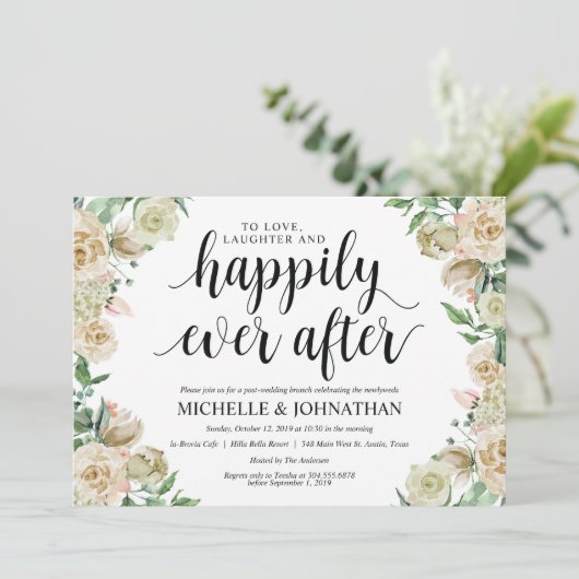 Neutral Spring Post Wedding Brunch Invitation Kaar Kaart (Staand voorkant)