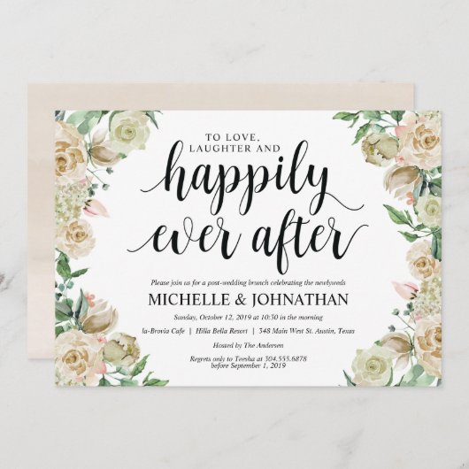 Neutral Spring Post Wedding Brunch Invitation Kaar Kaart (Voorkant / Achterkant)