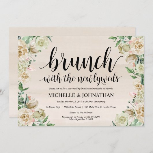 Neutral Spring Post Wedding Brunch Uitnodigingskaa Kaart (Voorkant / Achterkant)