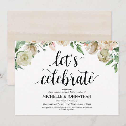 Neutral Spring Wedding Receptie Uitnodiging Kaart (Voorkant / Achterkant)