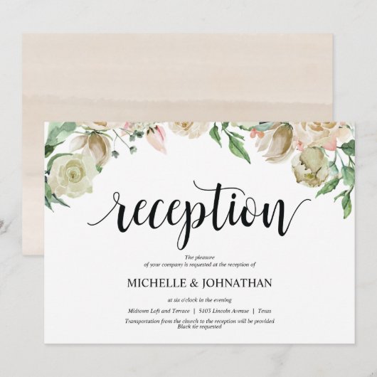 Neutral Spring Wedding Receptie Uitnodiging Kaart (Voorkant / Achterkant)