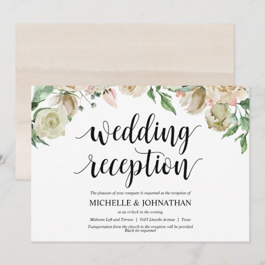 Neutral Spring Wedding Receptie Uitnodiging Kaart (Voorkant / Achterkant)