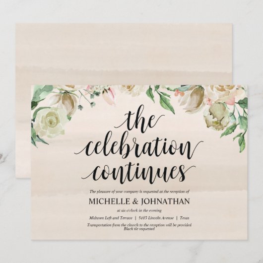 Neutral Spring Wedding Receptie Uitnodiging Kaart (Voorkant / Achterkant)