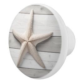 Neutral Starfish Zee Star Beige Faux Houten Lade Keramische Knop