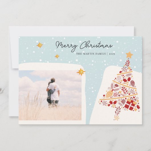 Neutral Stijlvolle Vakantie Wens Foto Kerst Kaart (Voorkant)