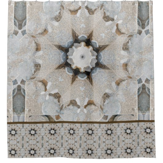 Neutral Stone Mandala Brown Beige Gray Boho Douchegordijn (Voorkant)