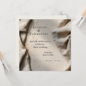 Neutral Stone Square Wedding Invitation Kaart (Voorkant / Achterkant in situ)