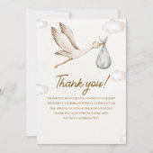 Neutral Stork Baby Shower – Gender Neutral Design Bedankkaart (Voorkant)