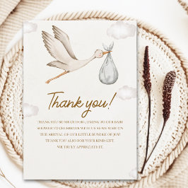 Neutral Stork Baby Shower – Gender Neutral Design Bedankkaart