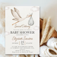 Neutral Stork Baby Shower – Sky with White Stork
