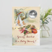 NEUTRAL STORK BABY SHOWER WHITE GEMSTONE MONOGRAM KAART (Staand voorkant)