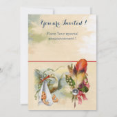 NEUTRAL STORK BABY SHOWER WHITE GEMSTONE MONOGRAM KAART (Achterkant)