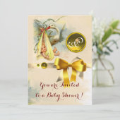 NEUTRAL STORK BABY SHOWER YELLOW GEMSTONE MONOGRAM KAART (Staand voorkant)