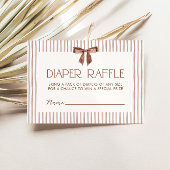 Neutral Striped Bow Diaper Raffle Informatiekaartje