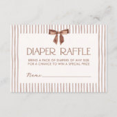 Neutral Striped Bow Diaper Raffle Informatiekaartje (Voorkant)