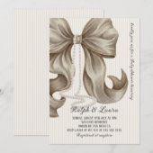 Neutral Striped Bow Girl Baby Shower Kaart (Voorkant / Achterkant)