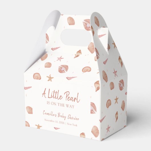 Neutral Summer Ocean Seashell Pearl Baby shower Bedankdoosjes (Achterkant)