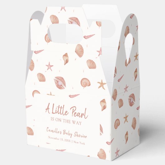 Neutral Summer Ocean Seashell Pearl Baby shower Bedankdoosjes (Geopend)
