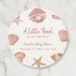 Neutral Summer Ocean Seashell Pearl Baby shower Bedankjes Labels