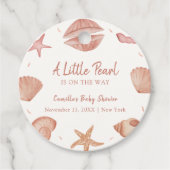 Neutral Summer Ocean Seashell Pearl Baby shower Bedankjes Labels (Voorkant)