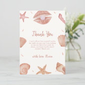 Neutral Summer Ocean Seashell Pearl Baby shower Bedankkaart (Staand voorkant)