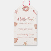 Neutral Summer Ocean Seashell Pearl Baby shower Cadeaulabel (Voorkant)