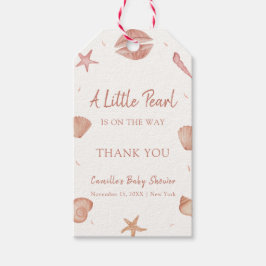 Neutral Summer Ocean Seashell Pearl Baby shower Cadeaulabel