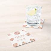 Neutral Summer Ocean Seashell Pearl Baby shower Kartonnen Onderzetters (Insitu)