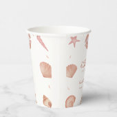 Neutral Summer Ocean Seashell Pearl Baby shower Papieren Bekers (Rechts)