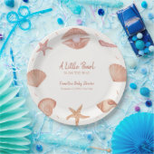 Neutral Summer Ocean Seashell Pearl Baby shower Papieren Bordje (Feest)