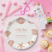 Neutral Summer Ocean Seashell Pearl Baby shower Papieren Bordje (Feest)