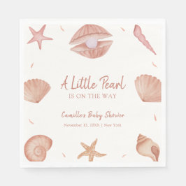 Neutral Summer Ocean Seashell Pearl Baby shower Servet