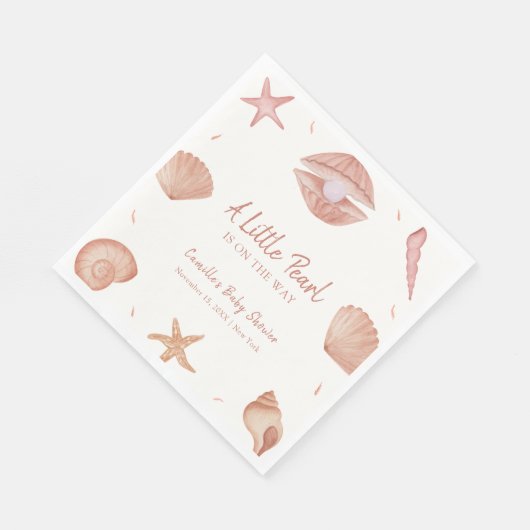 Neutral Summer Ocean Seashell Pearl Baby shower Servet (Hoek)