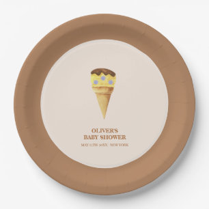 Neutral Summer Scoop Ice Cream Boy Baby shower Papieren Bordje