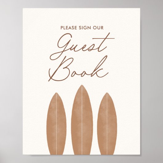 Neutral Surfboard Baby shower Favorieten Gastenboe Poster (Voorkant)