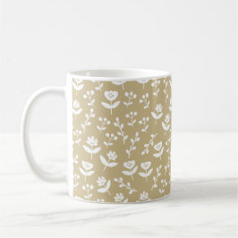Neutral Tan Farmhouse Country Floral Casual Koffiemok
