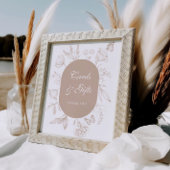 Neutral Tan Floral Line Art Kaarten en geschenken Poster